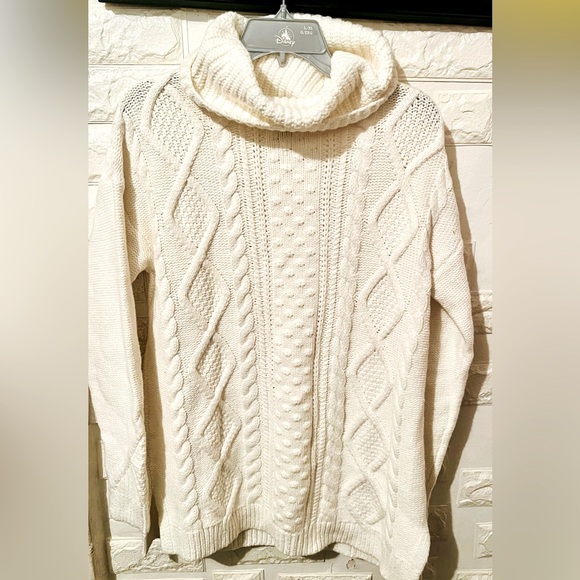 L.L. Bean Women’s Double Cable Crewneck Sweater - Picture 2 of 9